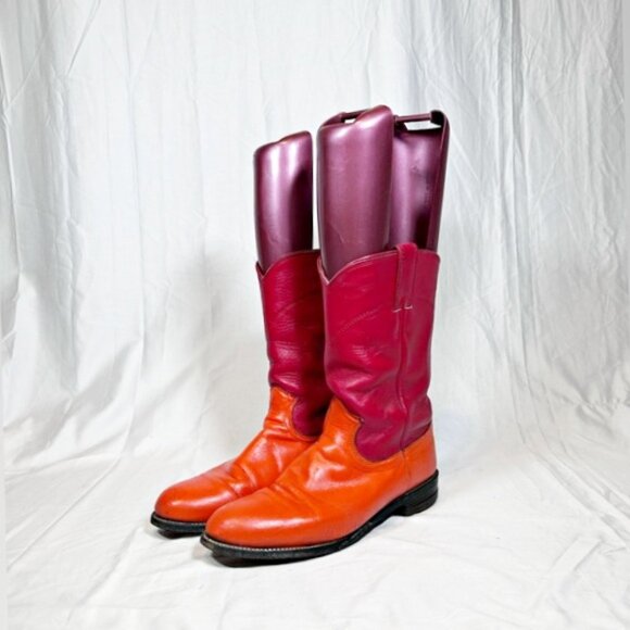Justin Boots Shoes - Justin Boots Pink and Orange Heeled Boots